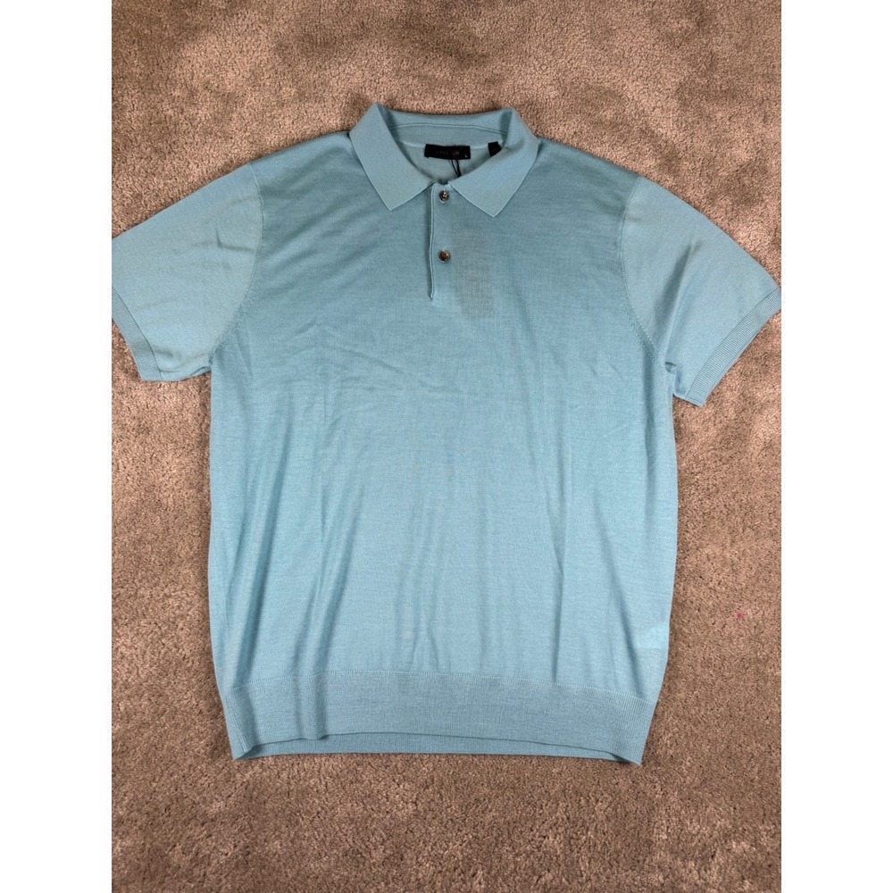 Greyson Saratoga SS Sweater Polo Macaw Blue 100% Wool Mens Large MSP25S70 New